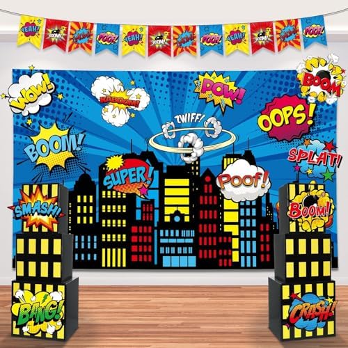 17Pcs Super Theme Hero Party Backdrop Set
