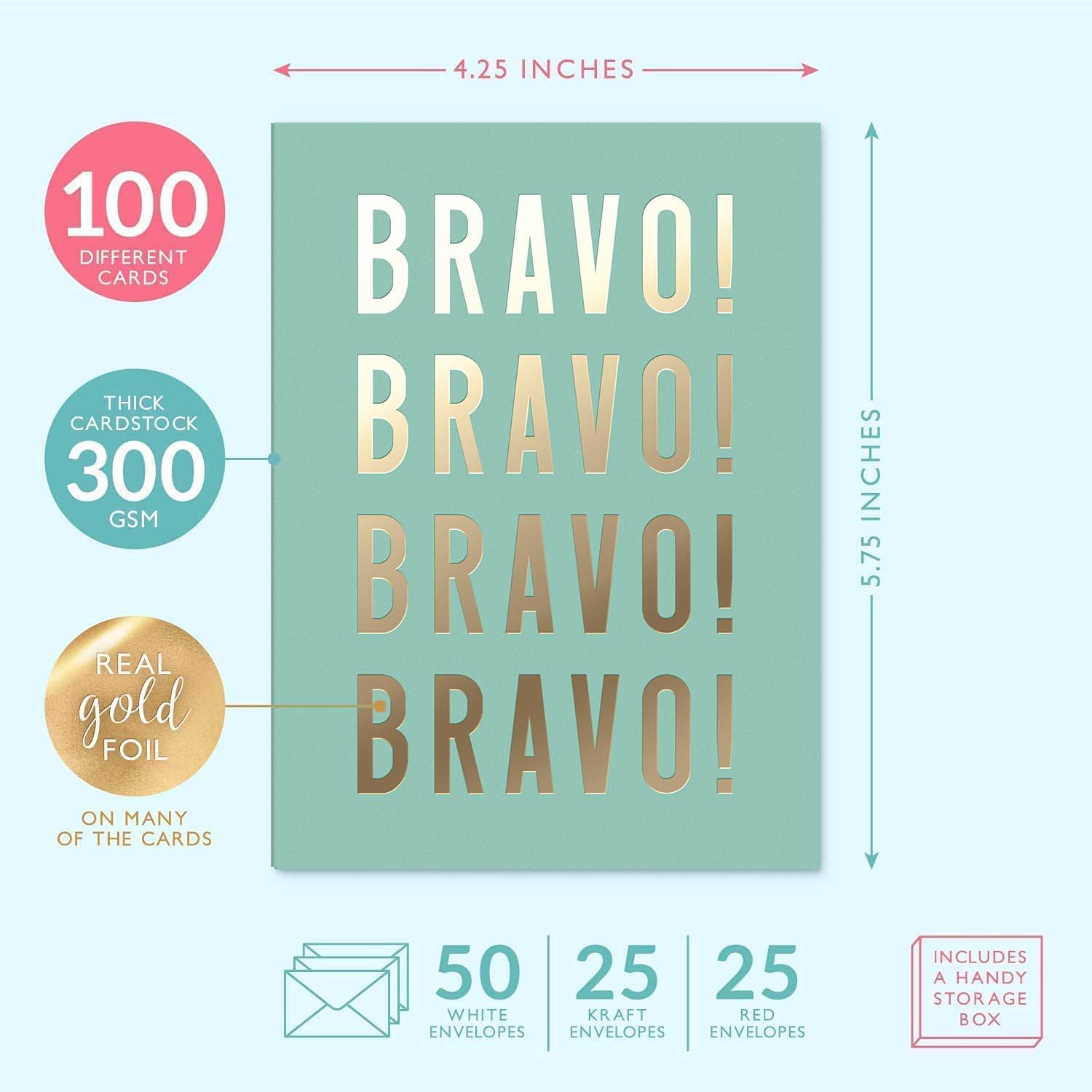 Sweetzer Orange 100 Card Envelope Set - Greeting Cards Assortment