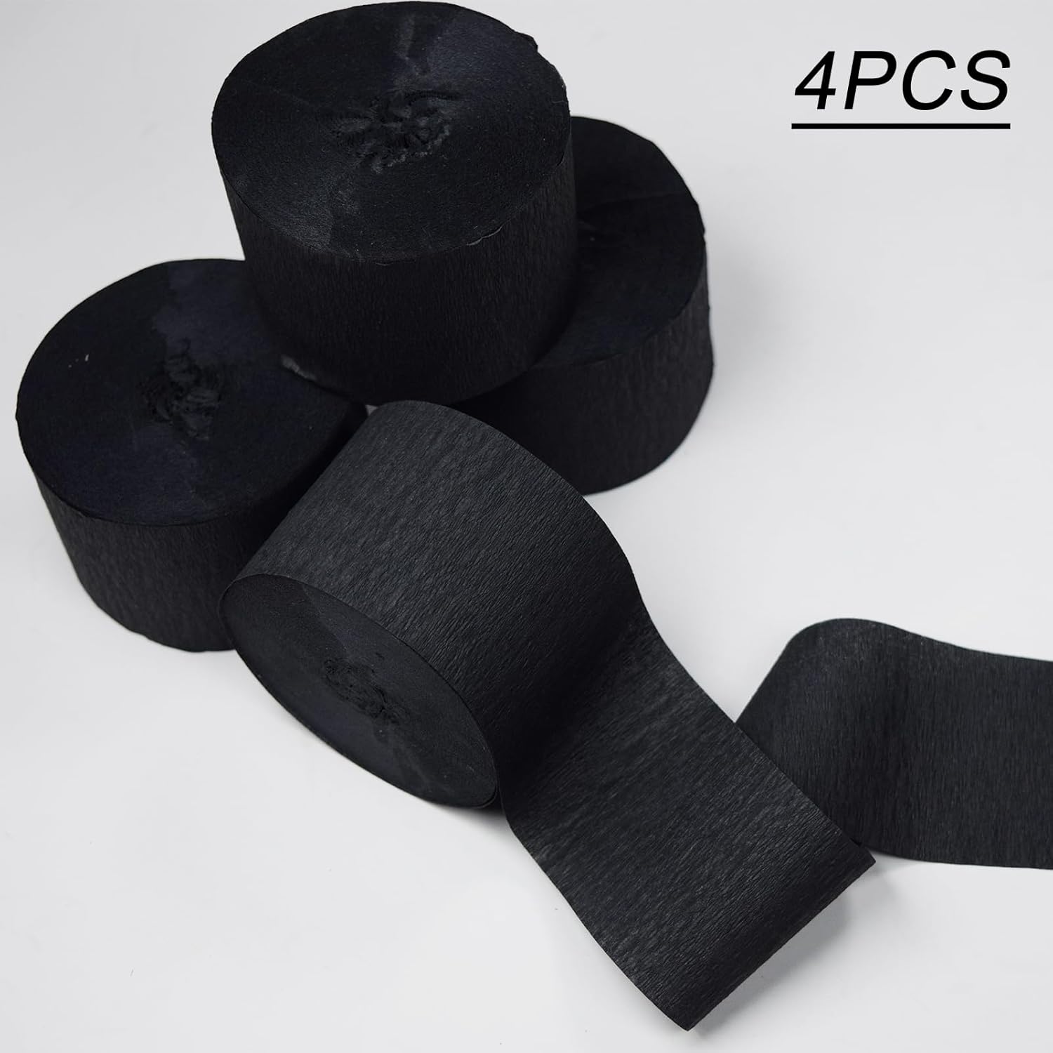 AOODOOM Crepe Paper Streamers 4 Rolls Black Party Decorations