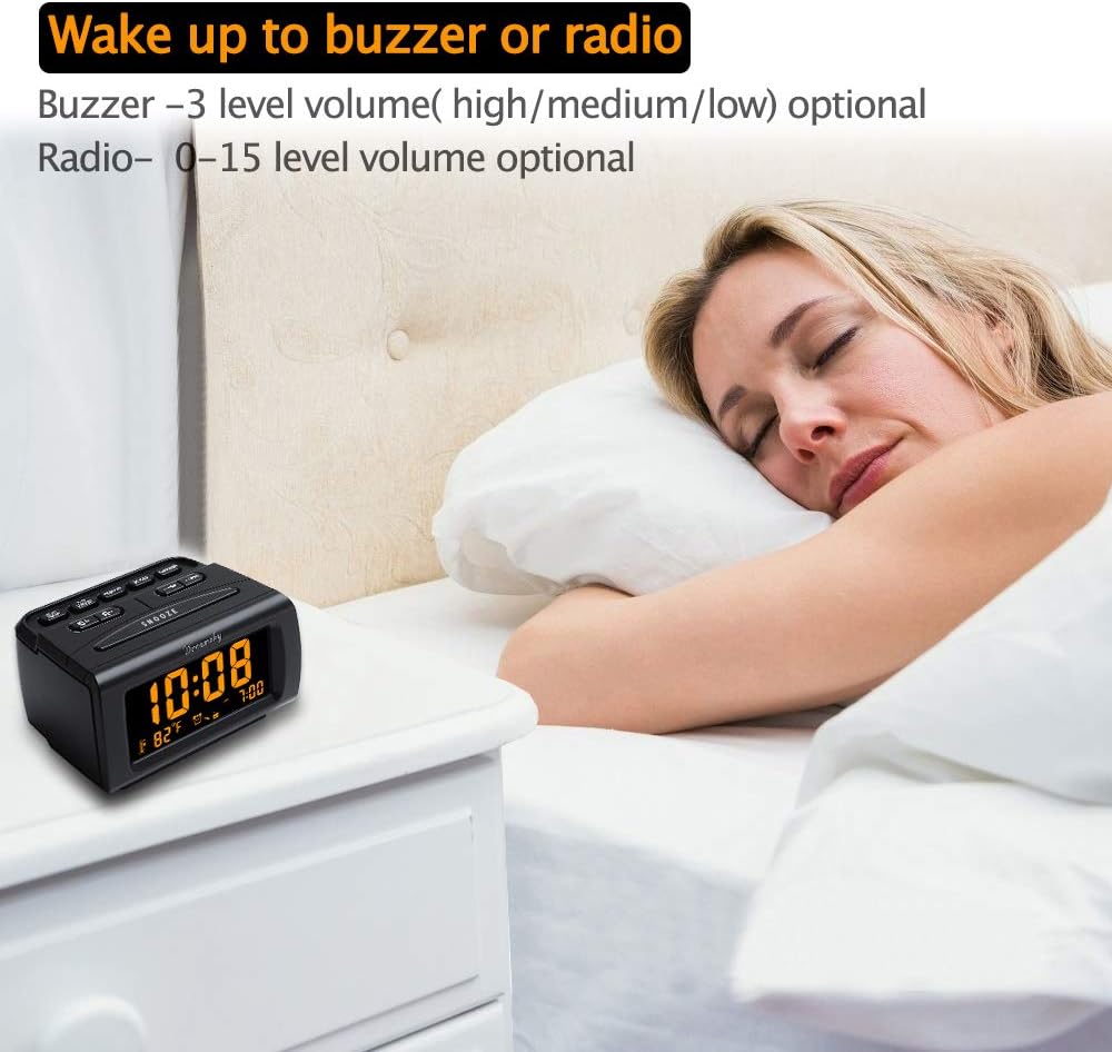 DreamSky Alarm Clock Radio with Bright Display and USB Port