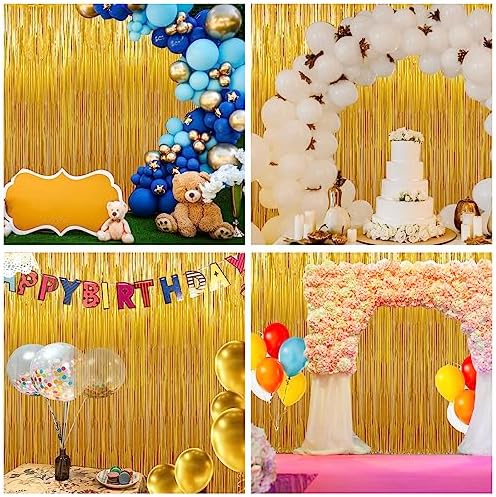 Birthday Party Decorations 3 Pack Gold Foil Fringe Curtains
