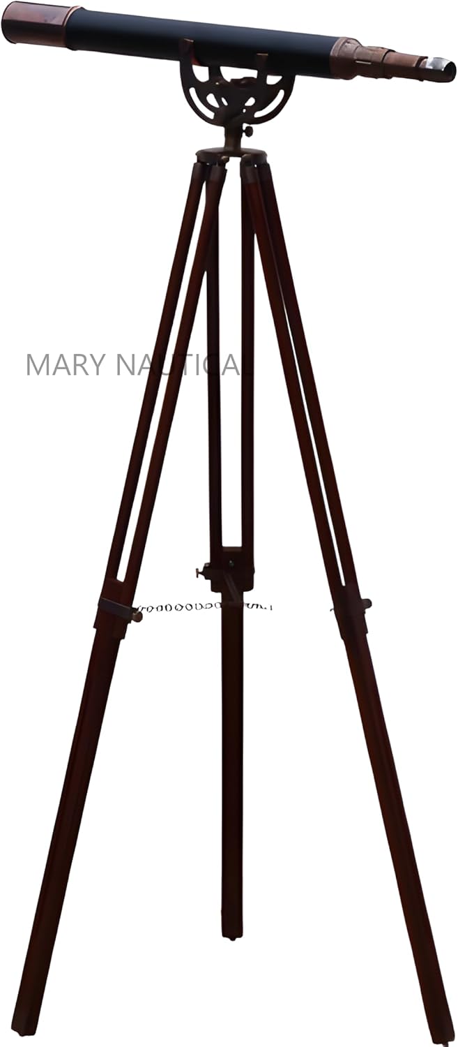 Mary Nautical Brass Telescope with Wooden Tripod Stand