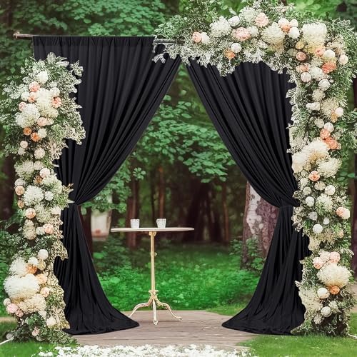 MEETSKY Black Backdrop Curtains 10ft x 8ft for Parties