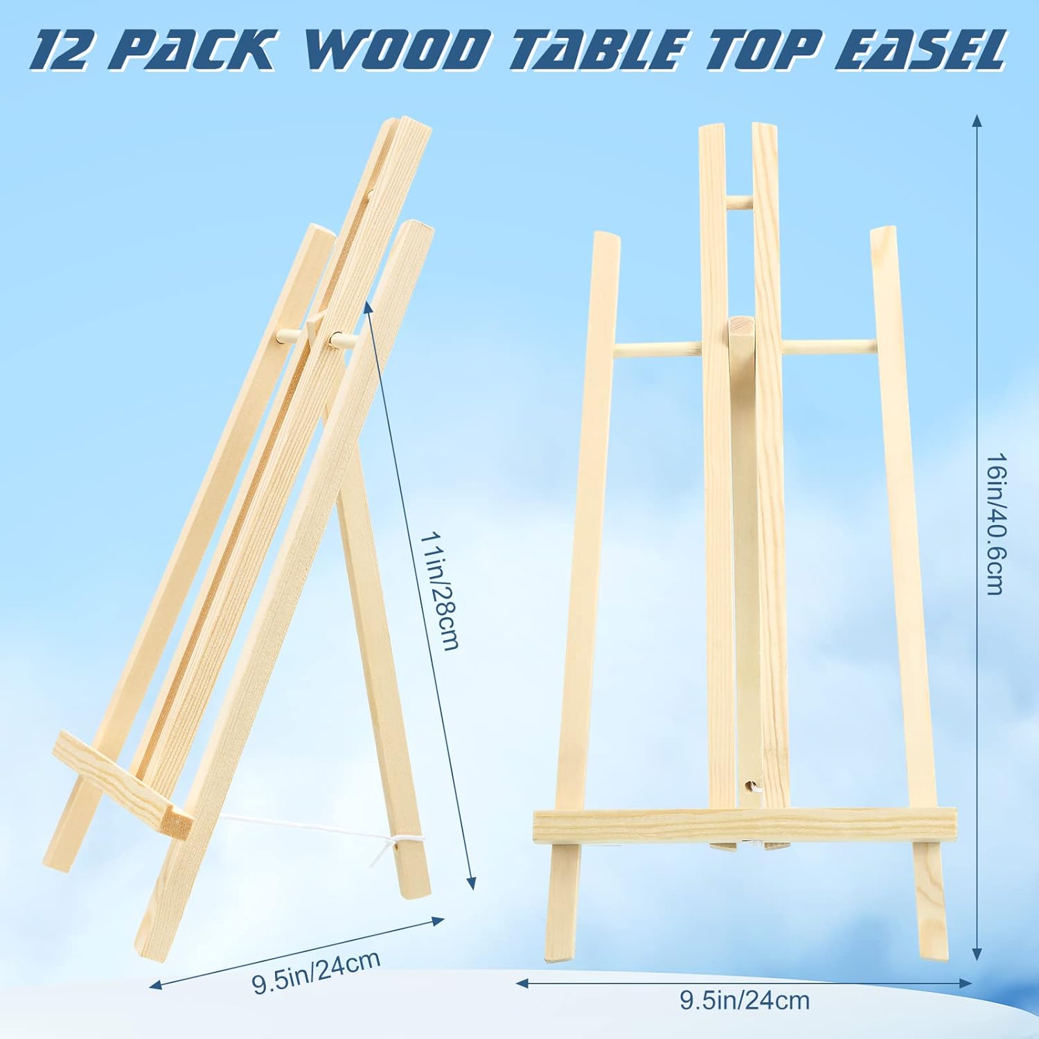 Ctosree 12 Pcs 16 Inch Wooden Table Easel Set