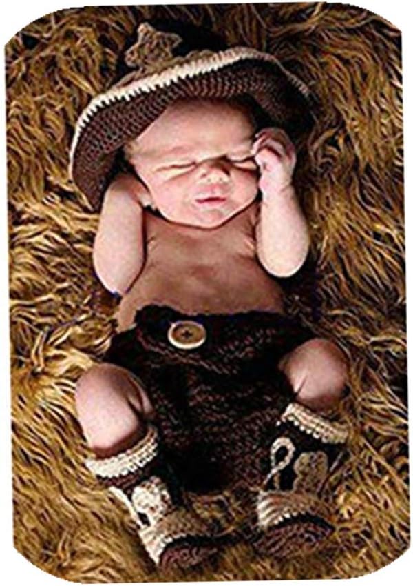 Vemonllas Newborn Cowboy Bonnet Hat Outfit Set