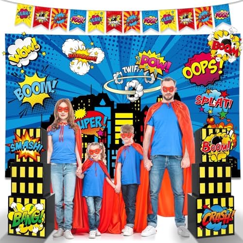 17Pcs Super Theme Hero Party Backdrop Set