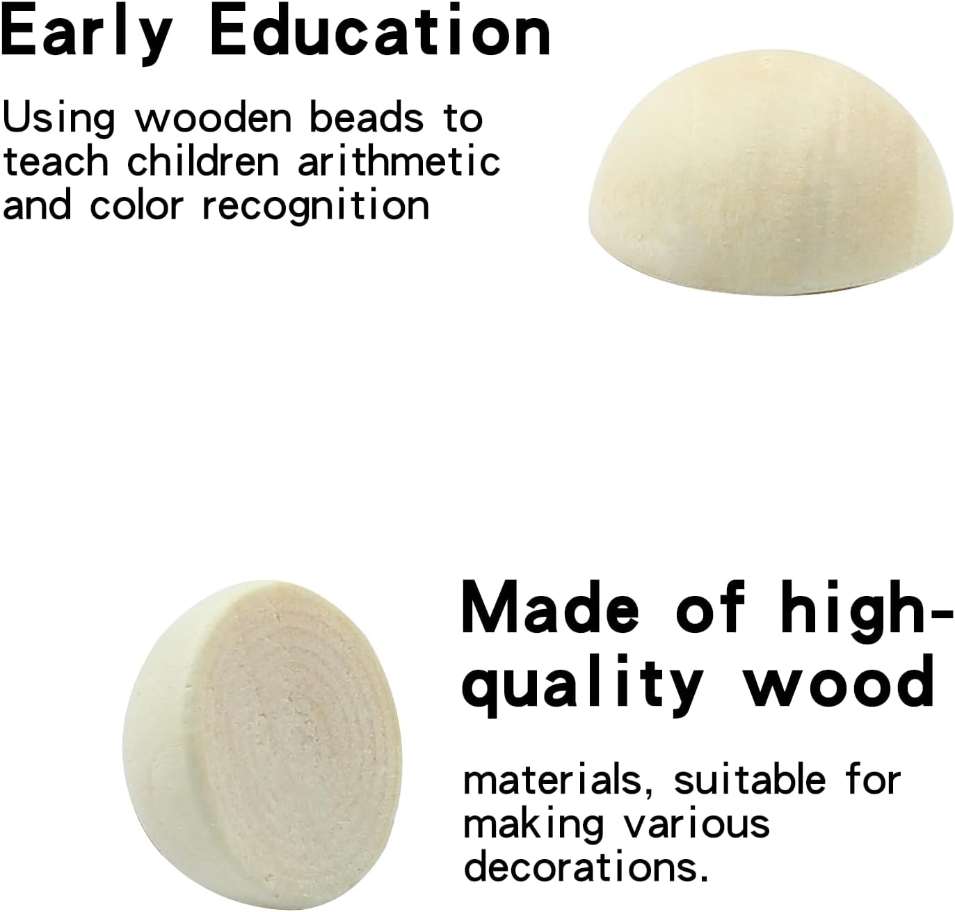 Hitefu 200pcs Mini Half Wood Beads for DIY Crafts