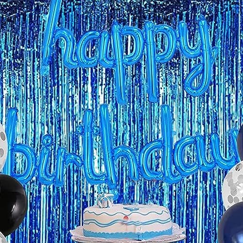 BEISHIDA 2 Pcs Blue Door Streamers Tinsel Curtain Party Backdrop