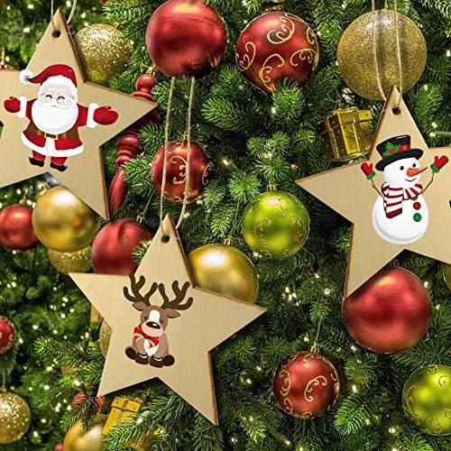 50 Pieces Natural Wooden Star Cutouts for Christmas and DIY Crafts