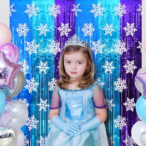 Winter Princess Party Decorations 2 Pack Tinsel Foil Curtains