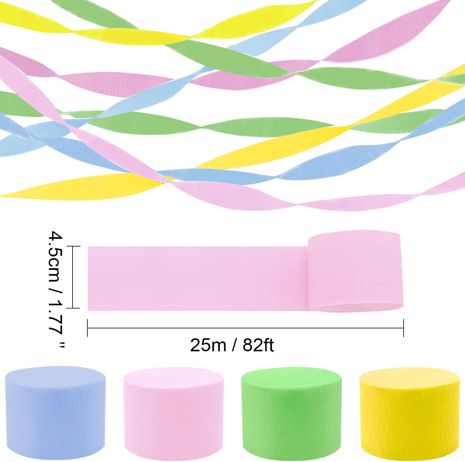 PheiLa 4 Roll Crepe Paper Streamers for Easter Decorations