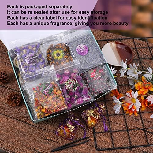 SACATR Dried Flowers 50 Bag Natural Herb Kit for Crafts