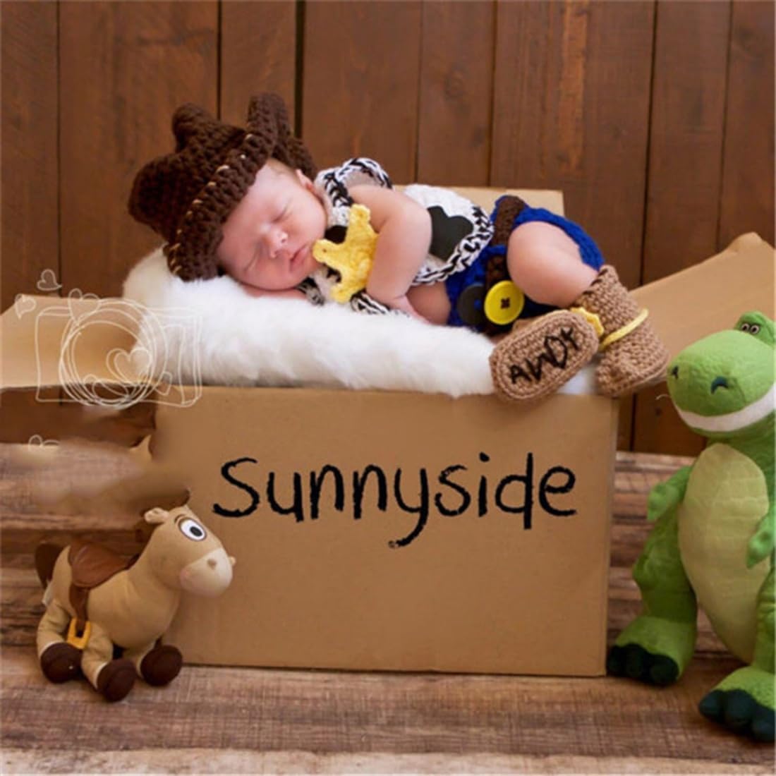 Vomdrok Newborn Cowboy Outfit for Baby Boy Girl Photo Shoots
