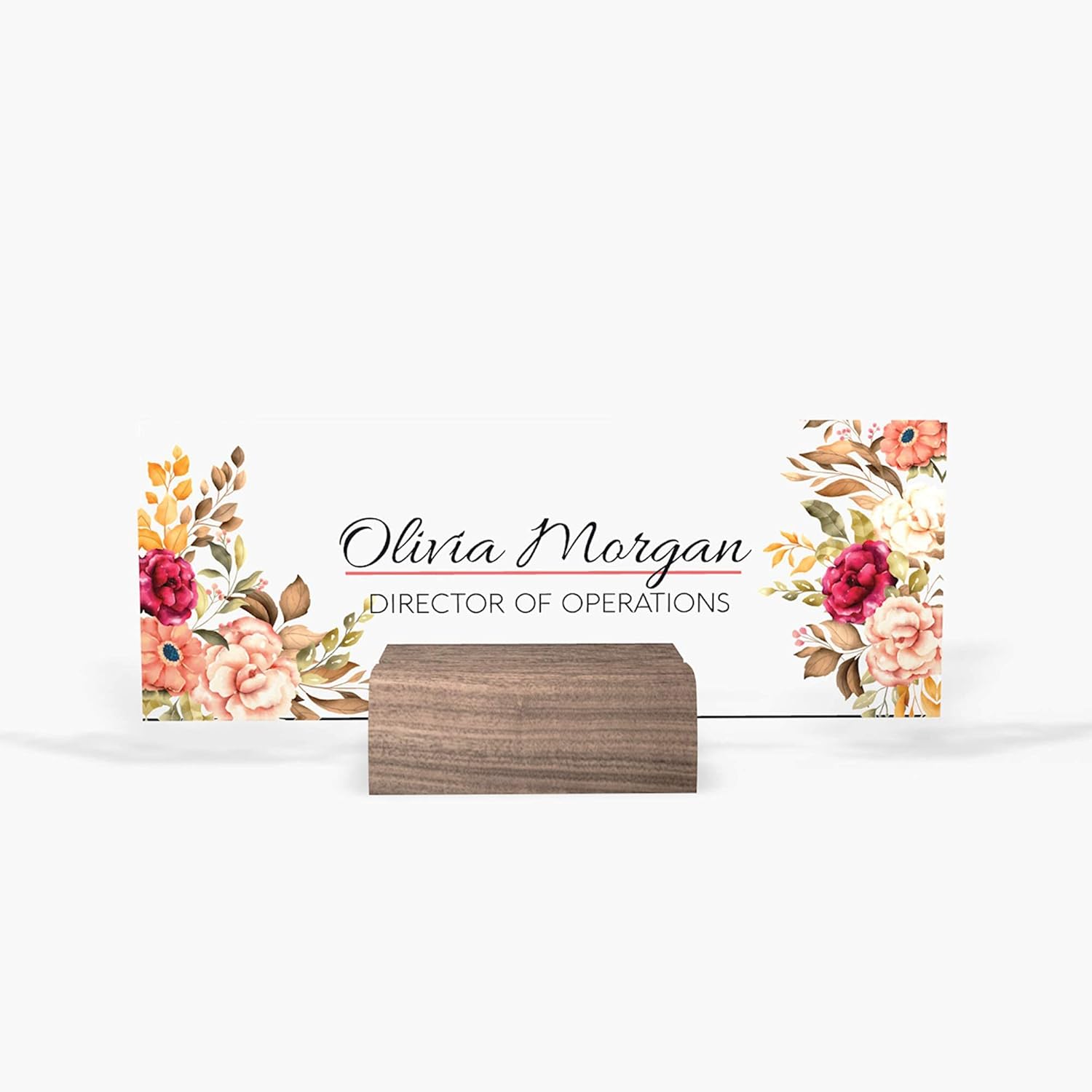 Custom Office Name Plate with 3D Flowers Design