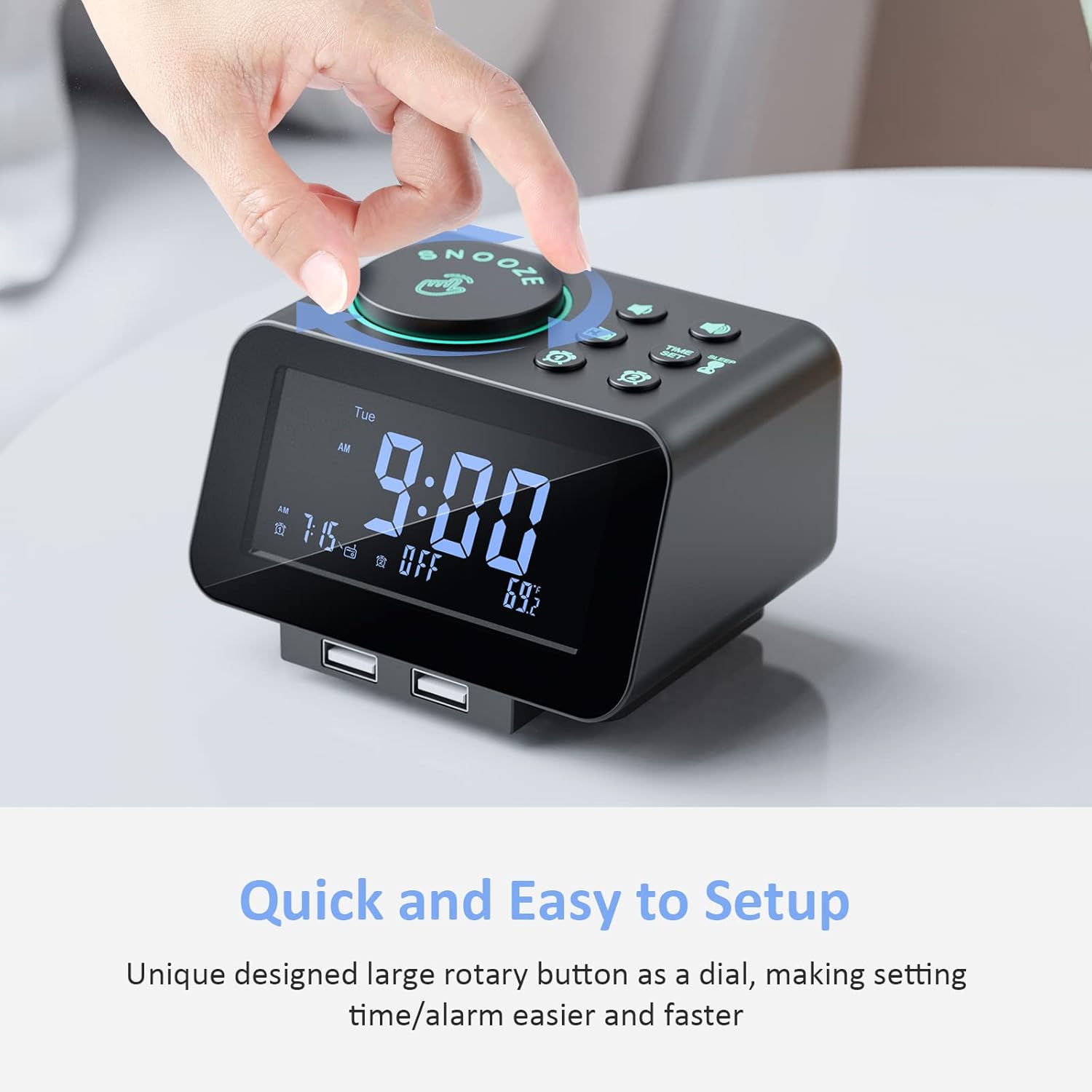 uscce Digital Dual Alarm Clock Radio with Dimmer and Thermometer