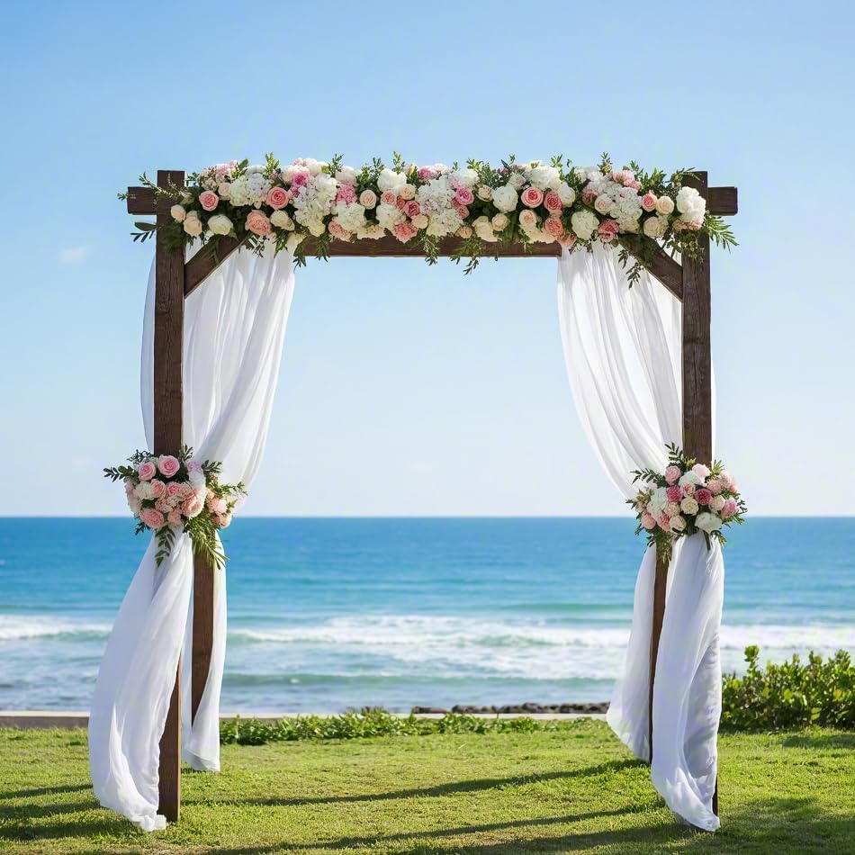 LINXTAR White Wedding Arch Draping Fabric 2 Panels 30 x 6Yard Sheer Chiffon