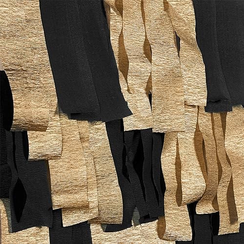 PartyWoo Crepe Paper Streamers 6 Rolls Black Gold