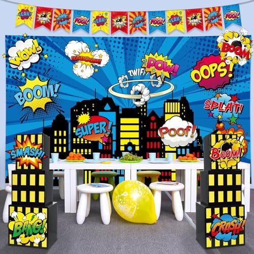 17Pcs Super Theme Hero Party Backdrop Set