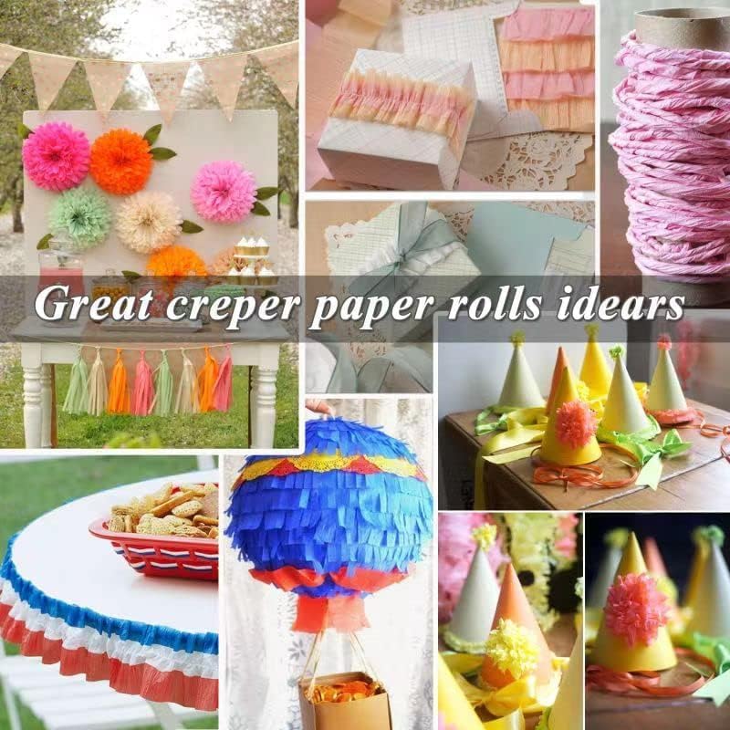 8 Rolls Green Crepe Paper Streamers for Party Decorations