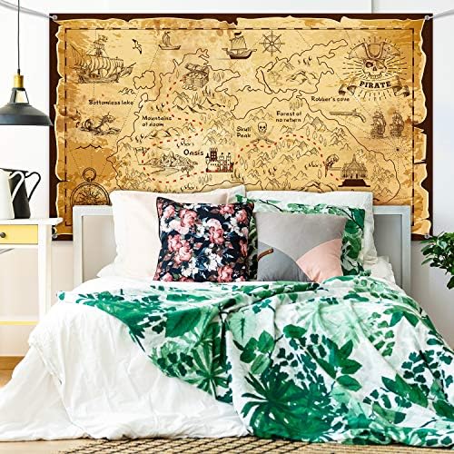 Blulu Halloween Pirate Treasure Map Backdrop
