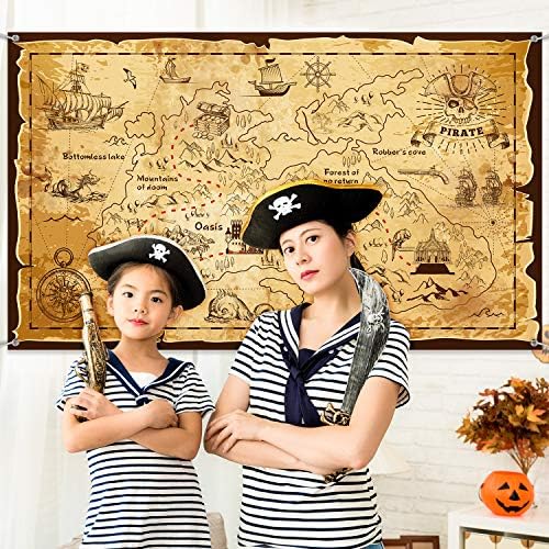 Blulu Halloween Pirate Treasure Map Backdrop