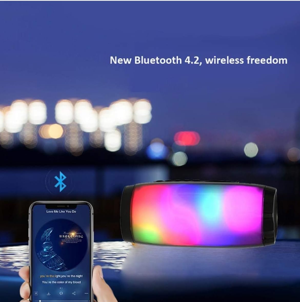 Generic Portable Bluetooth Speaker with Lanyard and IPX7 Waterproof Black