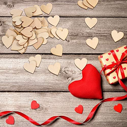 Tatuo 200 Pcs Blank Wooden Hearts for DIY Crafts