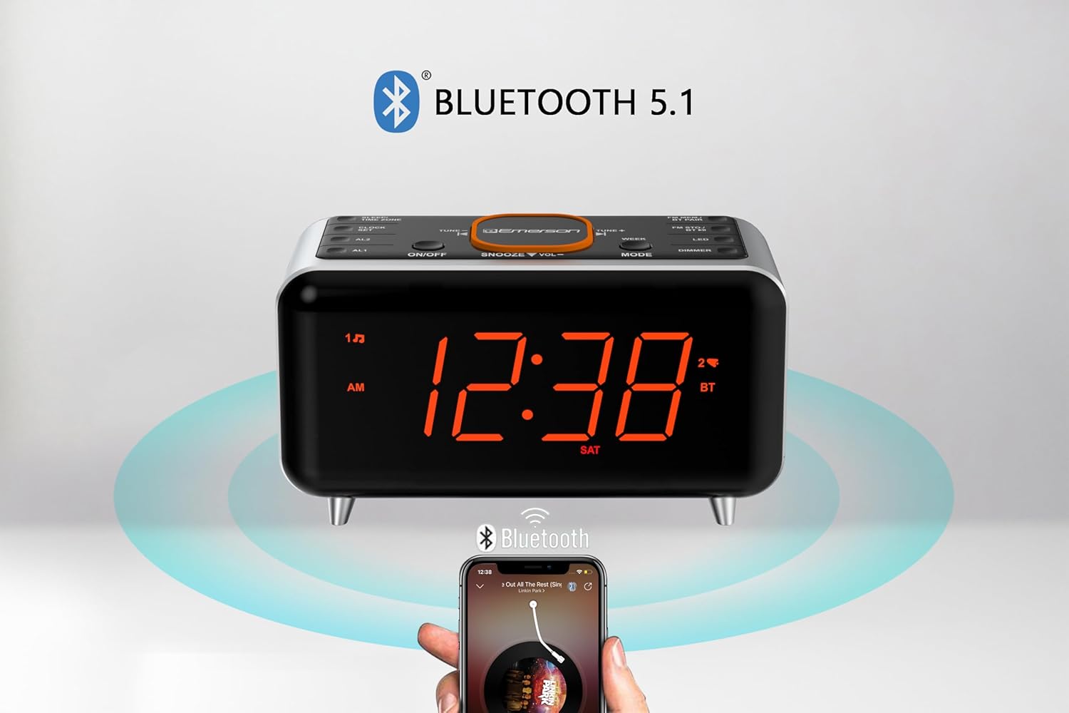Emerson CKS1521 SmartSet Bluetooth Alarm Clock Radio