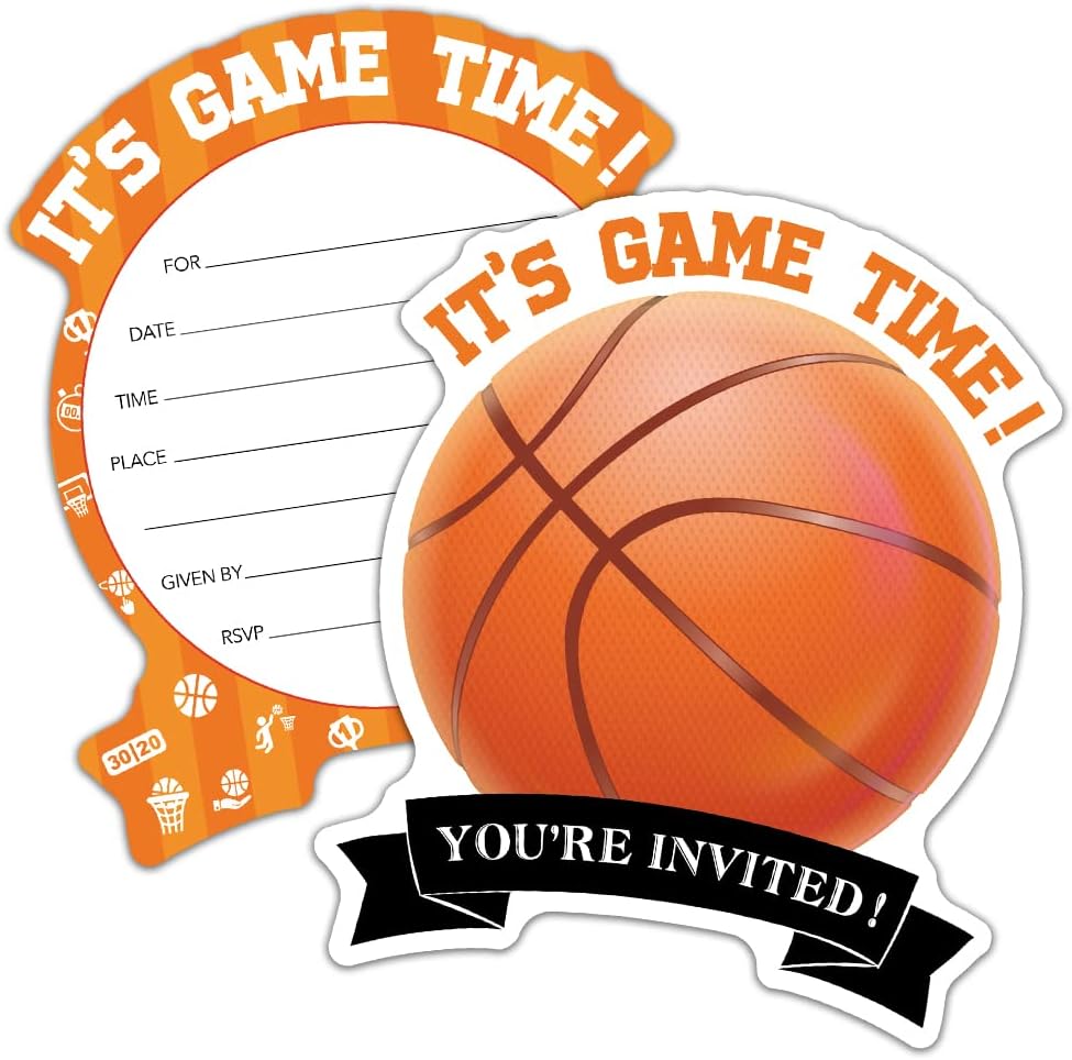 RZHV 15 Pack Basketball Shaped Greeting Cards With Envelopes