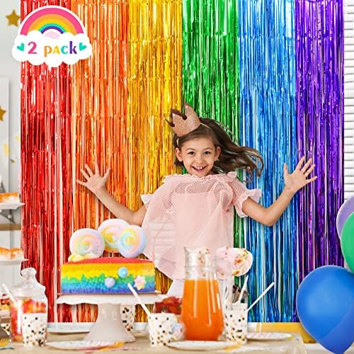LOLStar Rainbow Foil Fringe Curtains 2 Pack 1