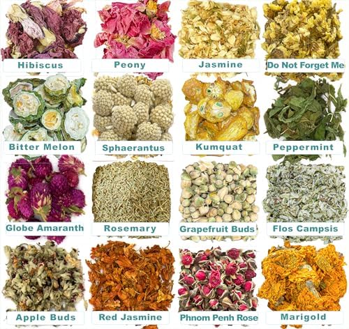 16 Bags Dried Flowers for Soap Making and Candle Crafting