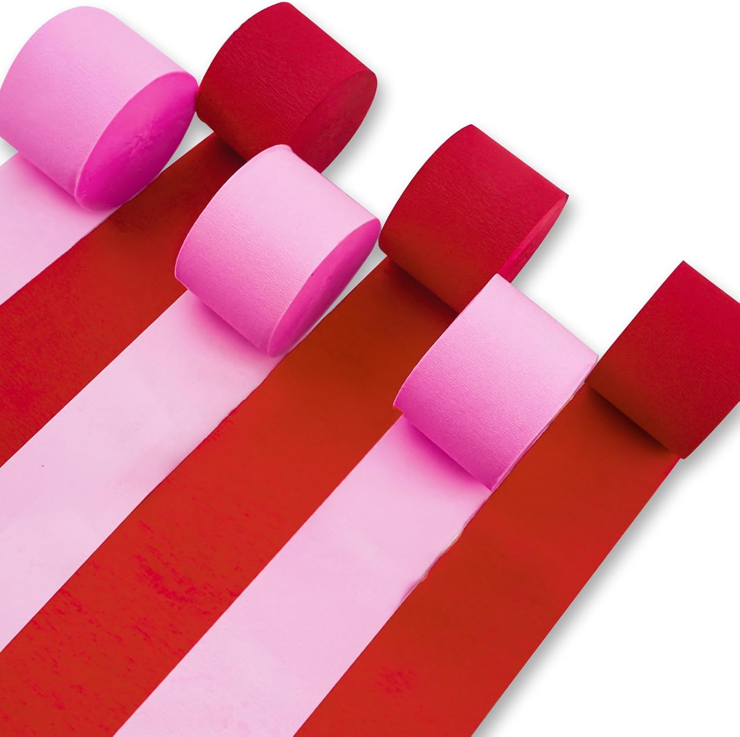 PartyWoo Pink Red Crepe Paper Streamers 6 Rolls 492 Feet