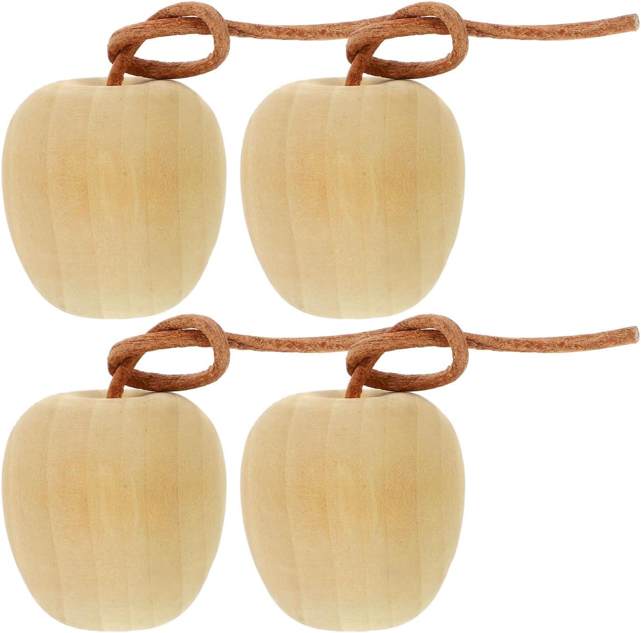 PRETYZOOM DIY Unpainted Wooden Fruit Ornaments 4pcs Pack