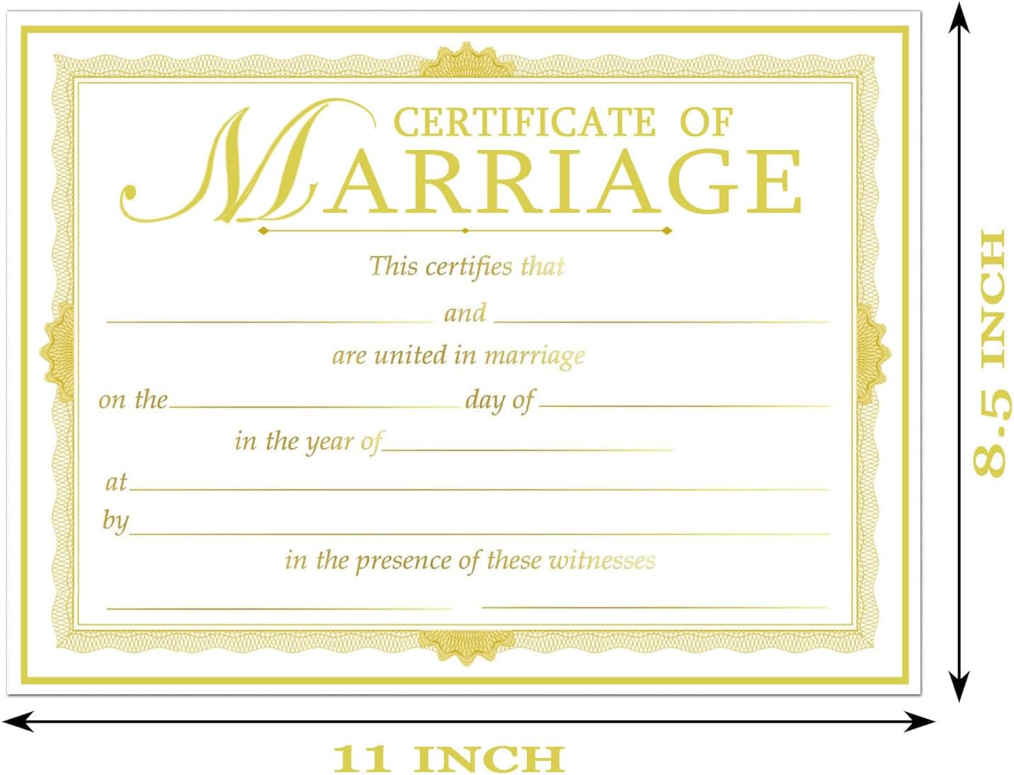 Gold Foil Edge Wedding Certificates 11x85 Inches 24 Pcs