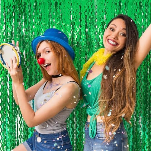 Green Tinsel Foil Fringe Curtain for Party Backdrop