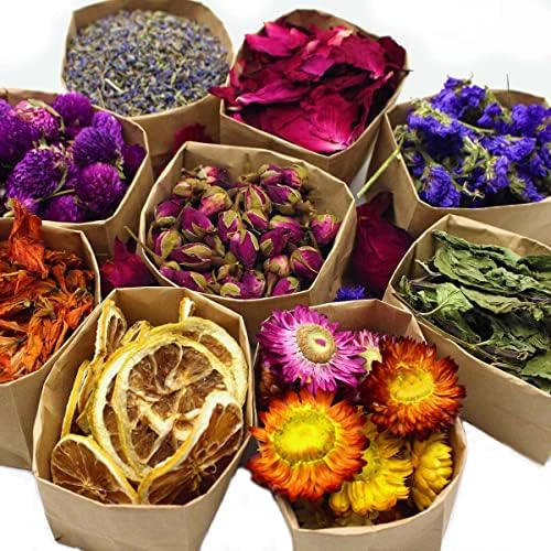 9 Bags Set Dried Flowers for Candle and Soap Making