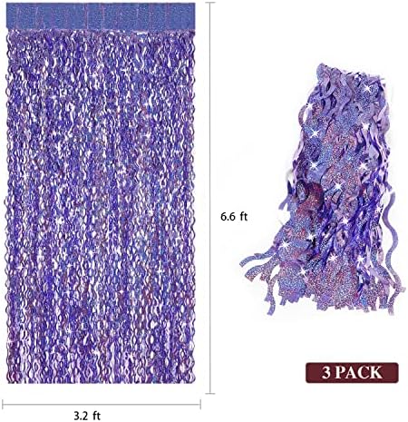 Purple Foil Fringe Curtains 3 Pack Party Decor