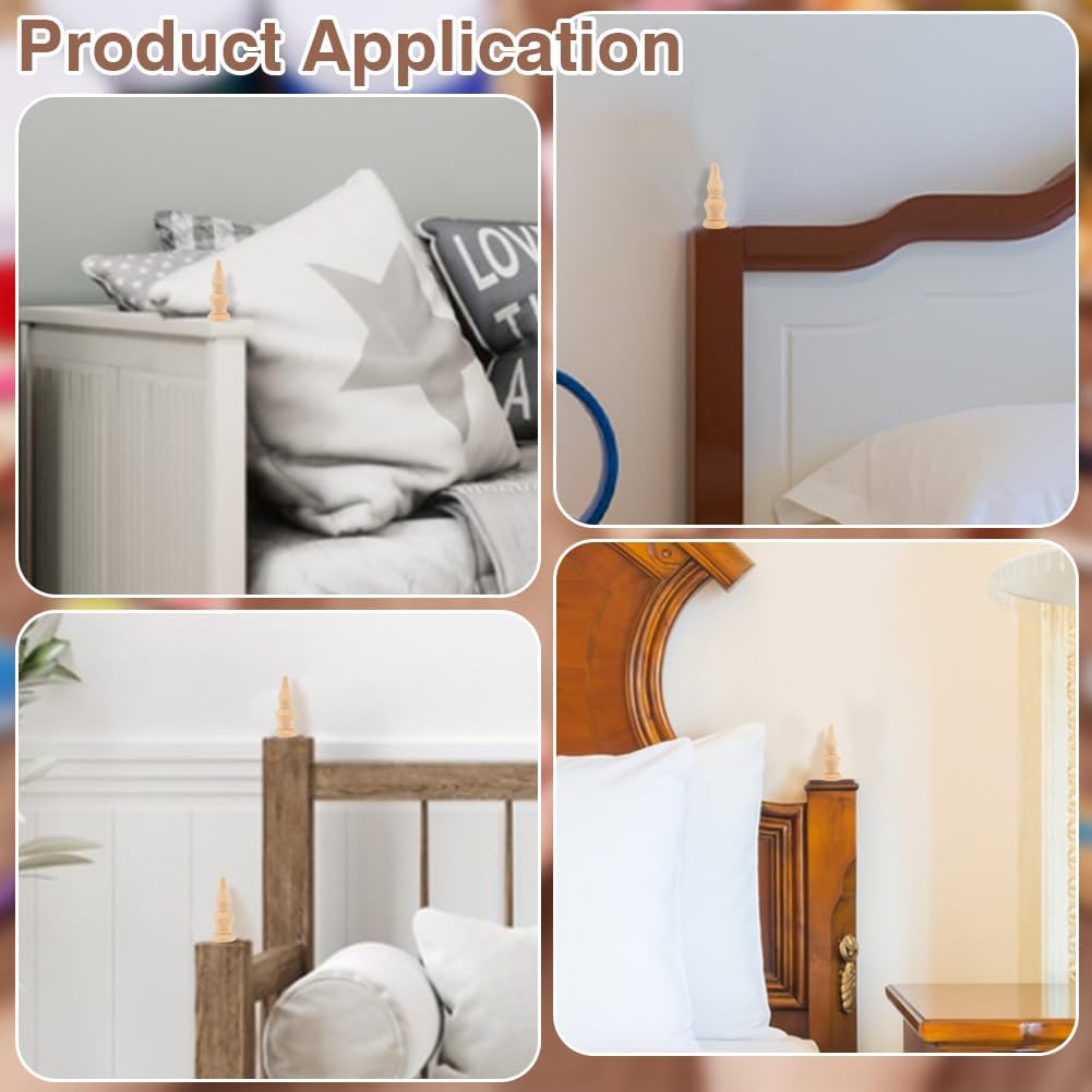 BENECREAT 2Pcs Unfinished Beech Wood Finials