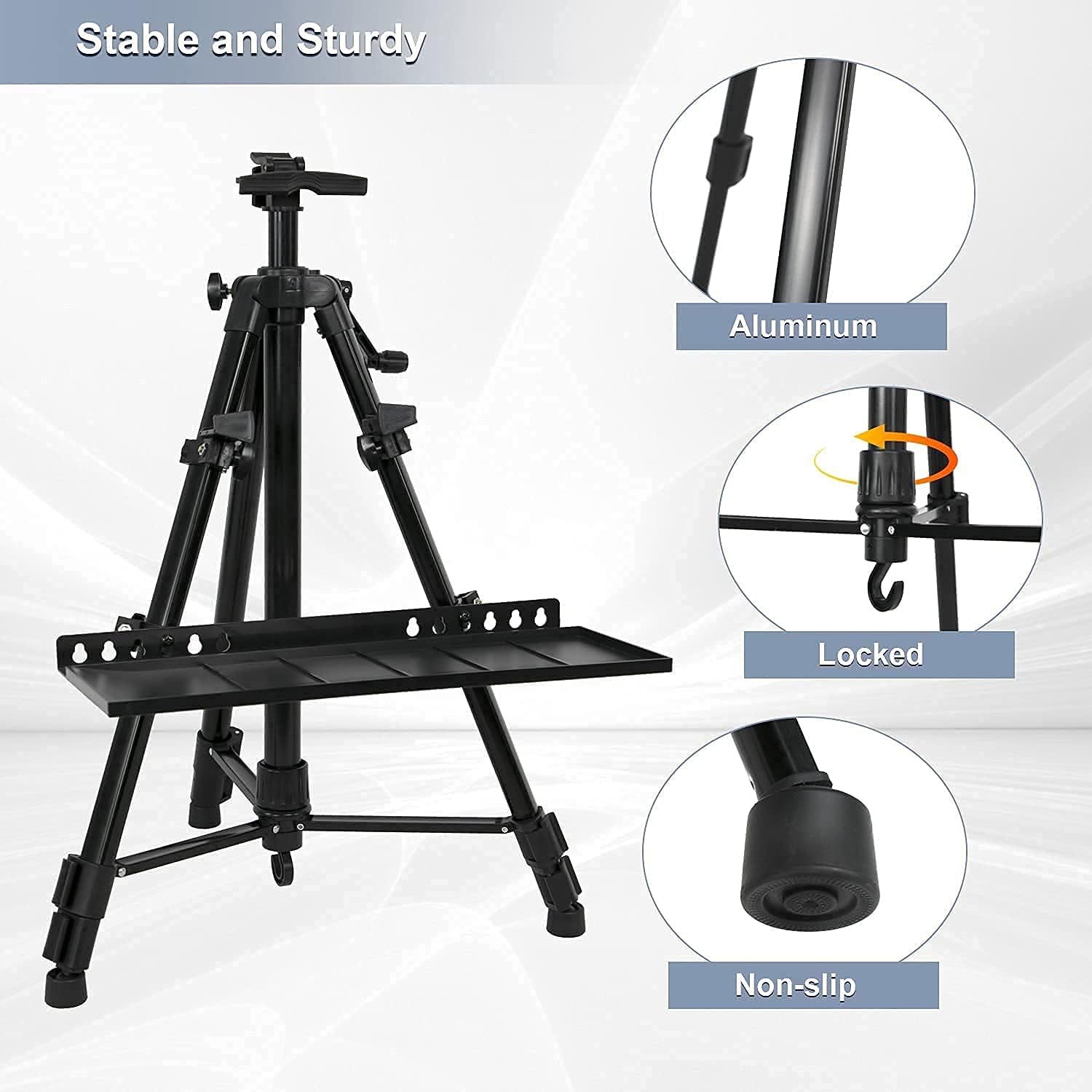 Adjustable Artist Easel Stand with Tray and Carry Bag