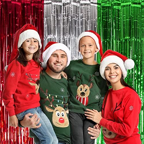 LOLStar 3 Pack Foil Fringe Curtains for Christmas Decorations