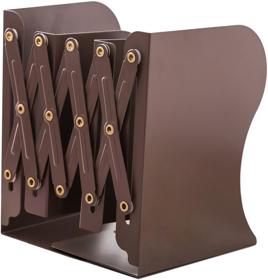 JIARI Adjustable Metal Bookends Brown