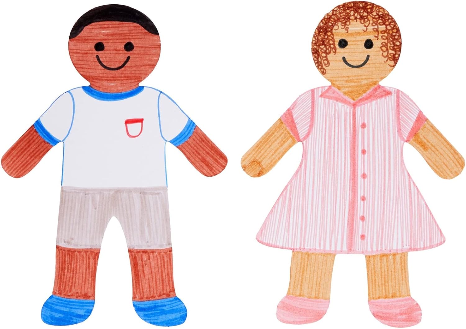 48-Pack Boys and Girls Blank Paper Cutouts for Crafts
