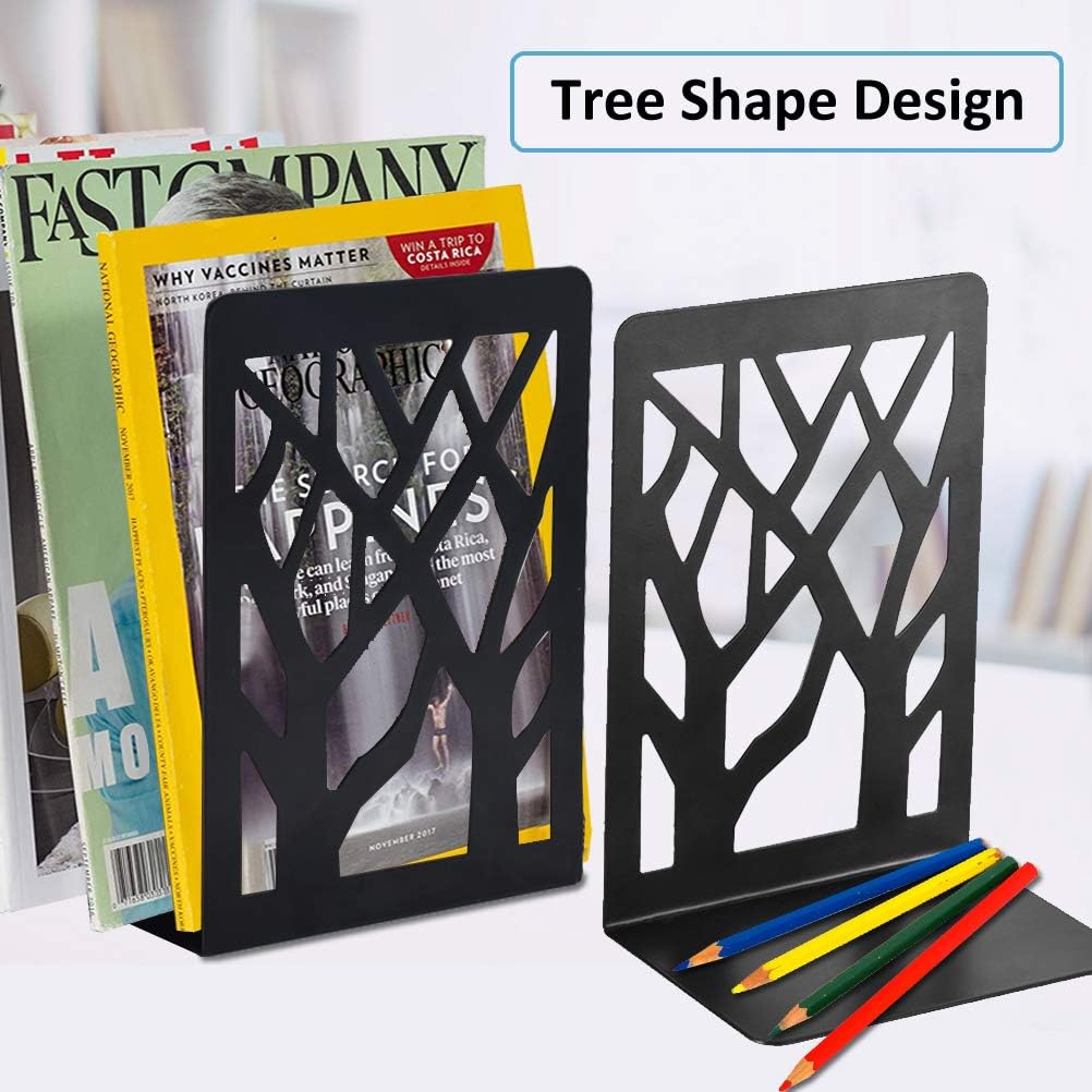 Heavy Duty Metal Bookends Black 1 Pair