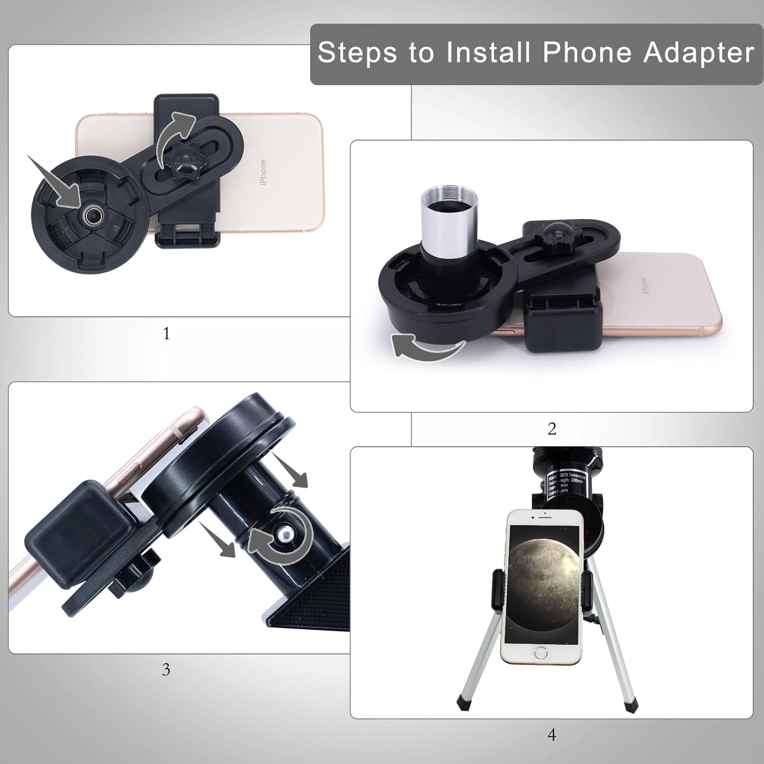 ToyerBee 70mm Refractor Telescope with Smartphone Adapter and Wireless Remote