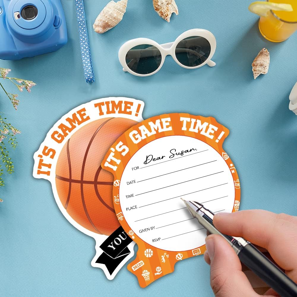 RZHV 15 Pack Basketball Shaped Greeting Cards With Envelopes