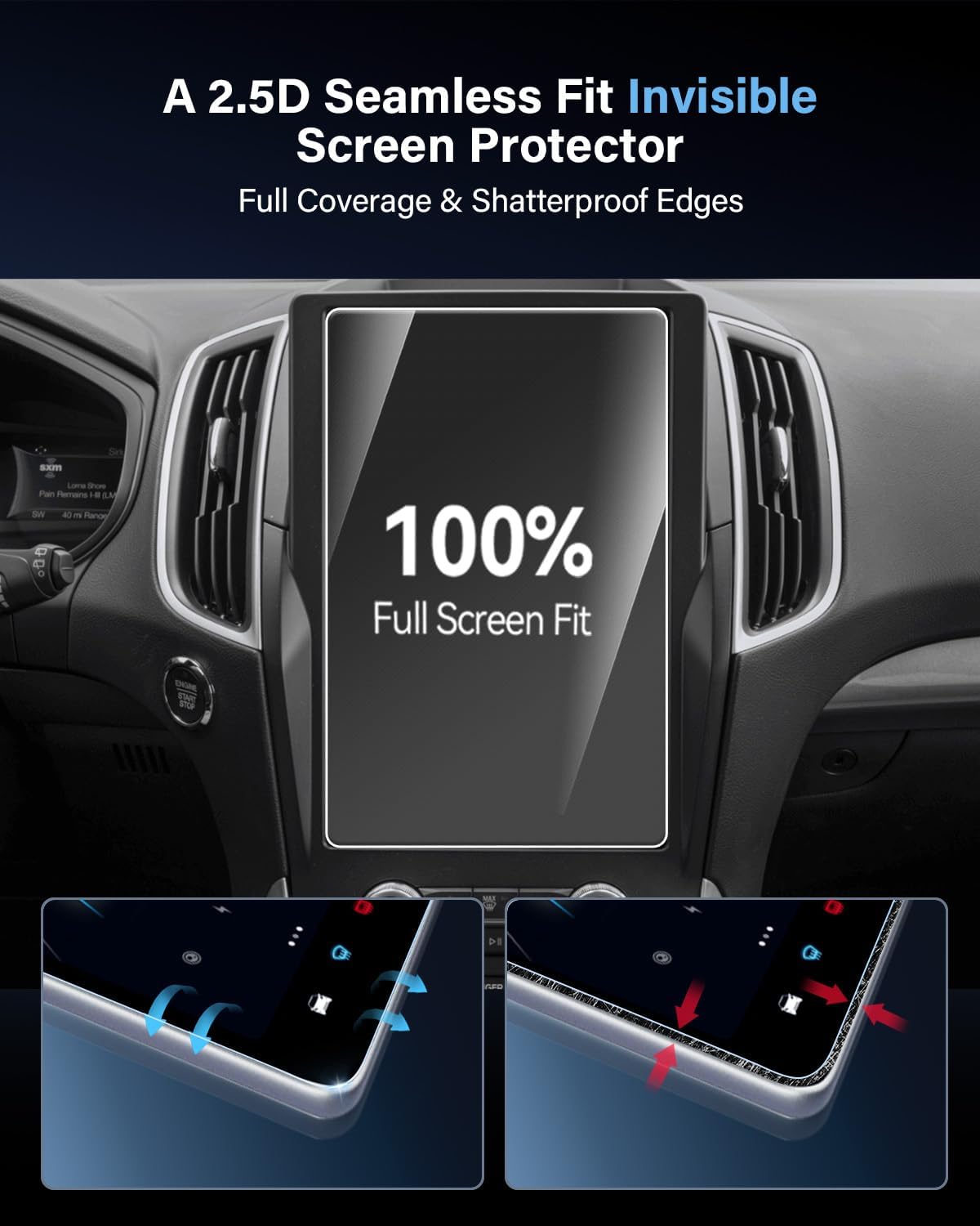 WEIPIN 12 Inch Tempered Glass Screen Protector for Edge 2021-2025