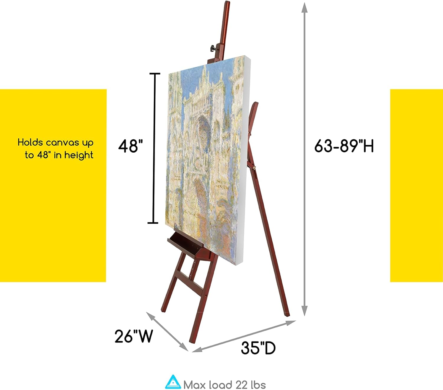 MEEDEN Walnut Large Adjustable Artist Easel