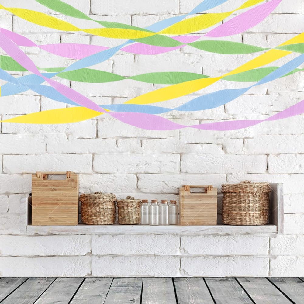 PheiLa 4 Roll Crepe Paper Streamers for Easter Decorations