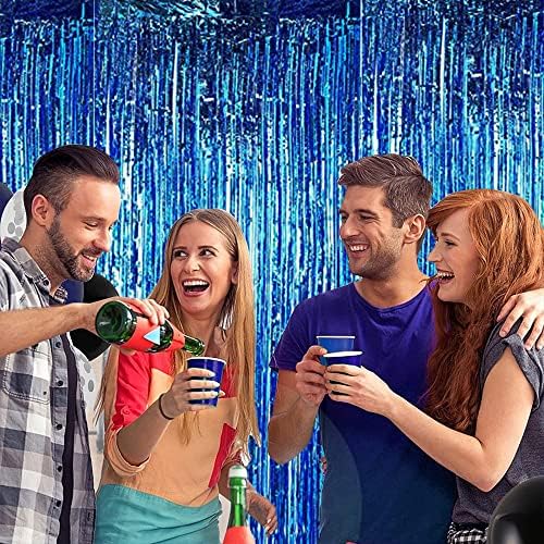 BEISHIDA 2 Pcs Blue Door Streamers Tinsel Curtain Party Backdrop