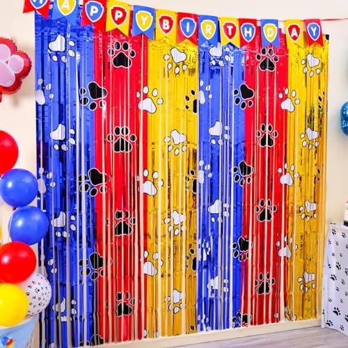 Paw Birthday Decorations 2 Pack Gold Red Blue